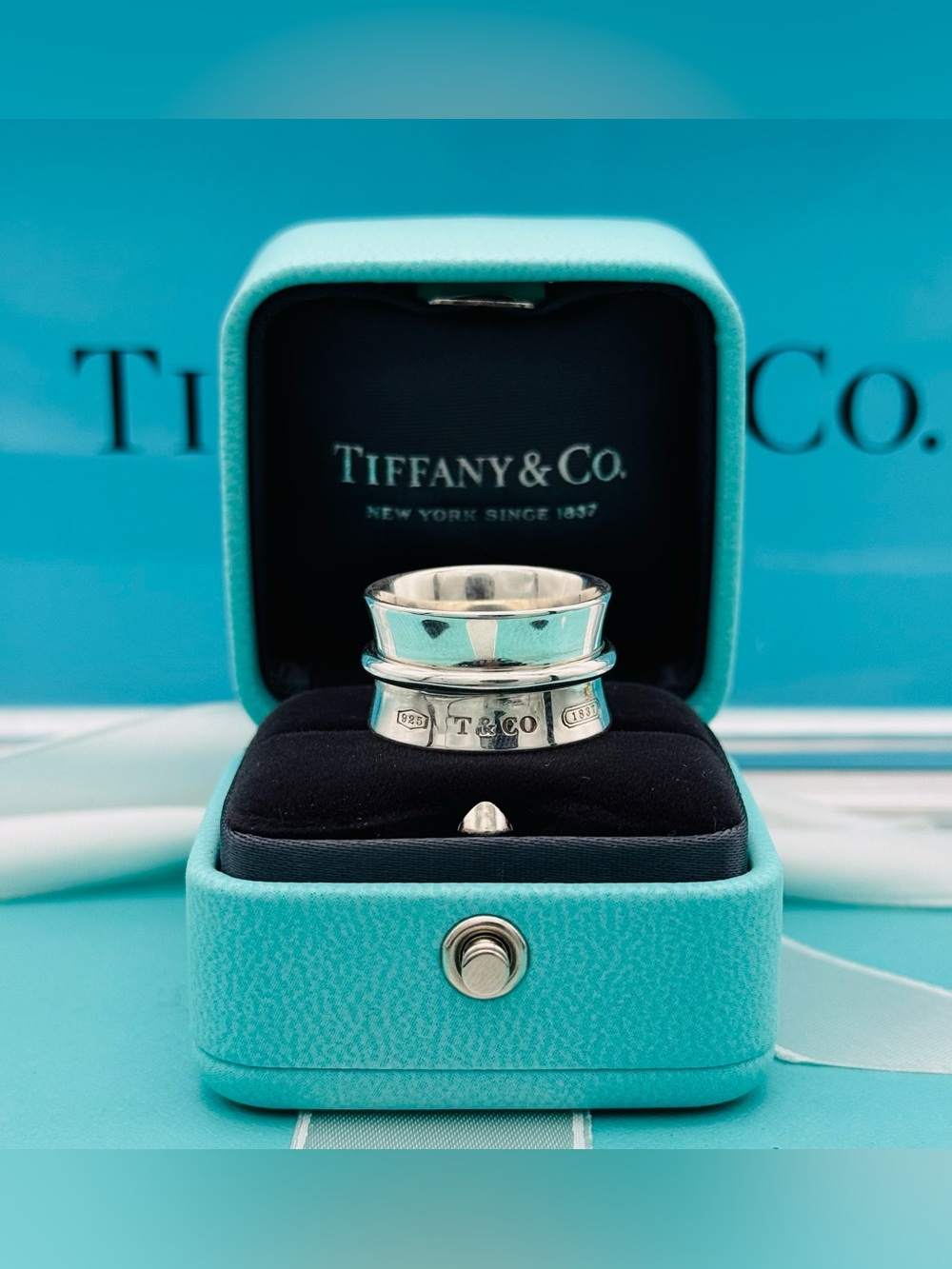 Tiffany & Co SS Wide Belt Concave Ring 1837 Ring 6.5